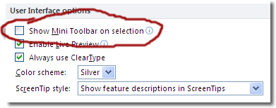 Show Mini Toolbar On Selection